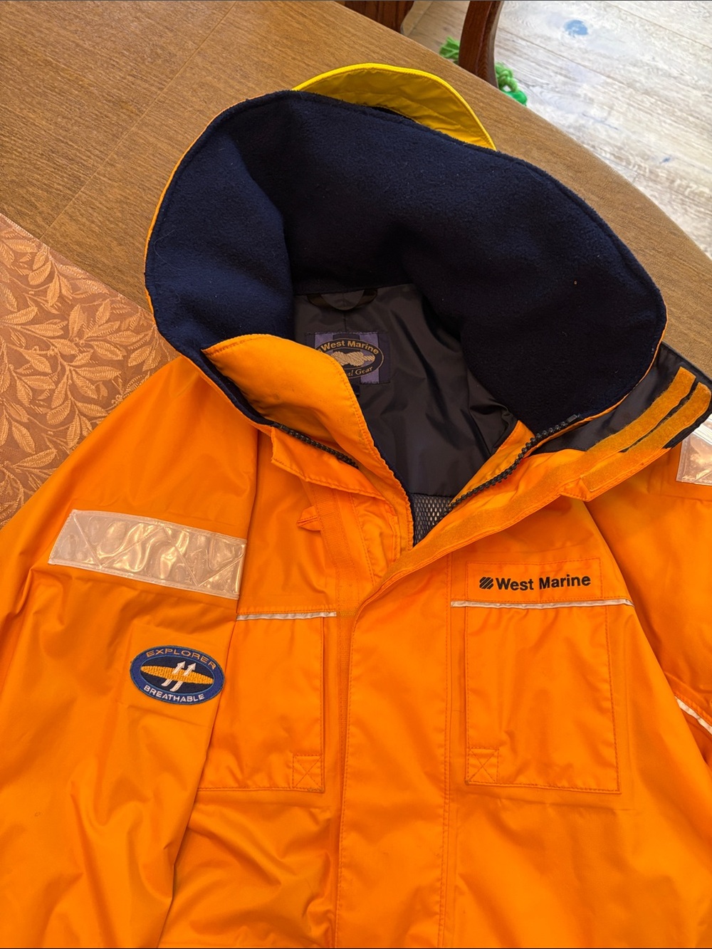 West Marine Men's High-Visibility Orange Raincoat